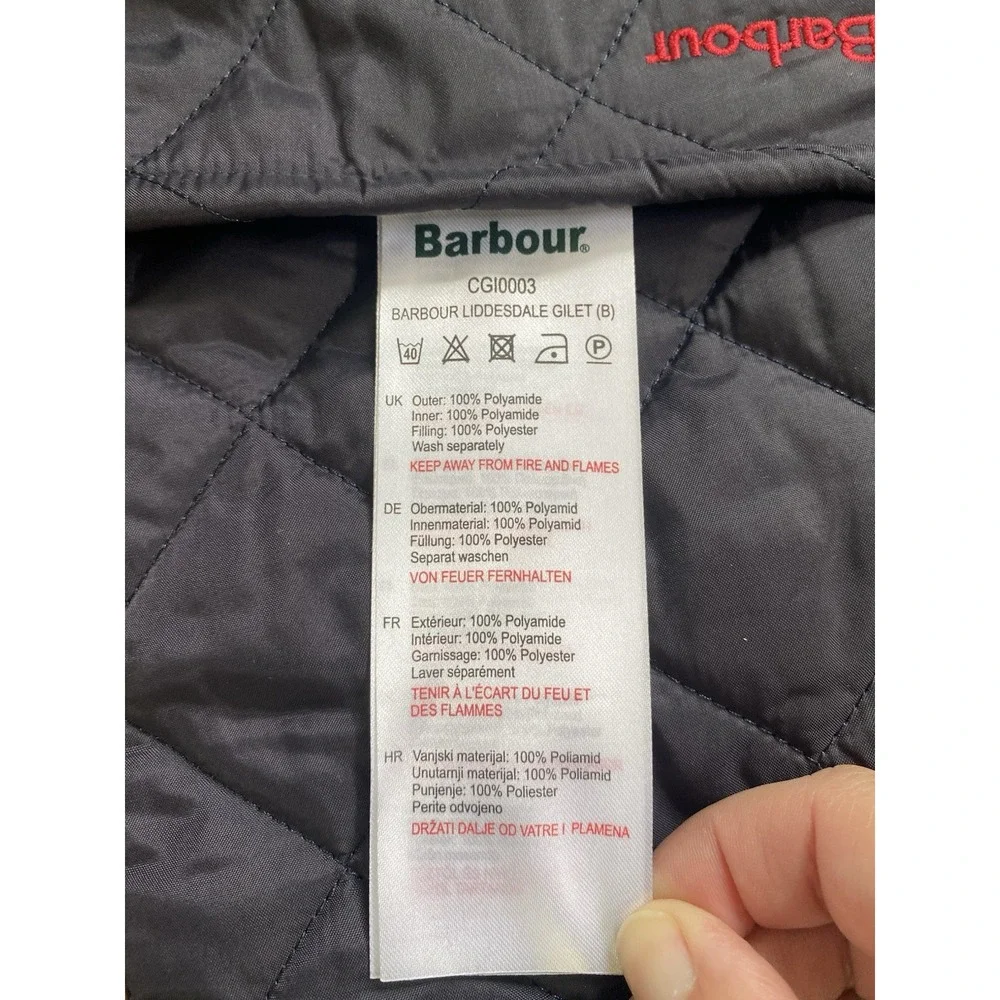 Barbour Liddesdale Kids Insulated Quilted Snap Gilet Vest Size M 8/9 Navy Blue